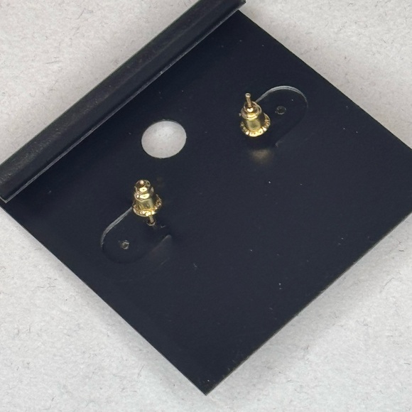 Saks Fifth Ave Gold Tone Star Burst Crystal Post Earrings .75in - Picture 6 of 7